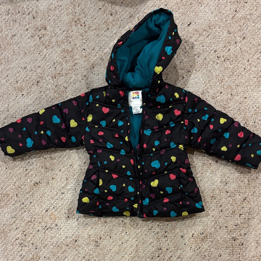 Colorful Heart Patterned Hooded Jacket